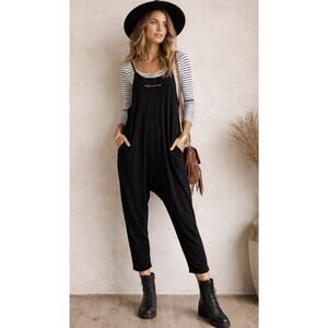 Wmns Black Jumpsuit Sz M Boho Pockets Streetwear Studio Comfort Layering Outfit